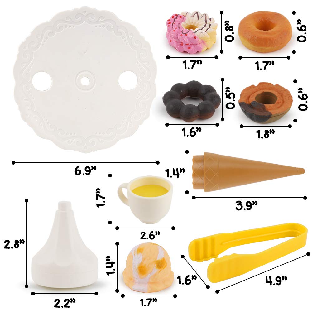 MCPINKY Pretend Play Food Set，Pretend Ice Cream Tower Balance Game Donuts Stacking Toy Play Kitchen Tea Set Educational Gifts for Boys Girls Kids