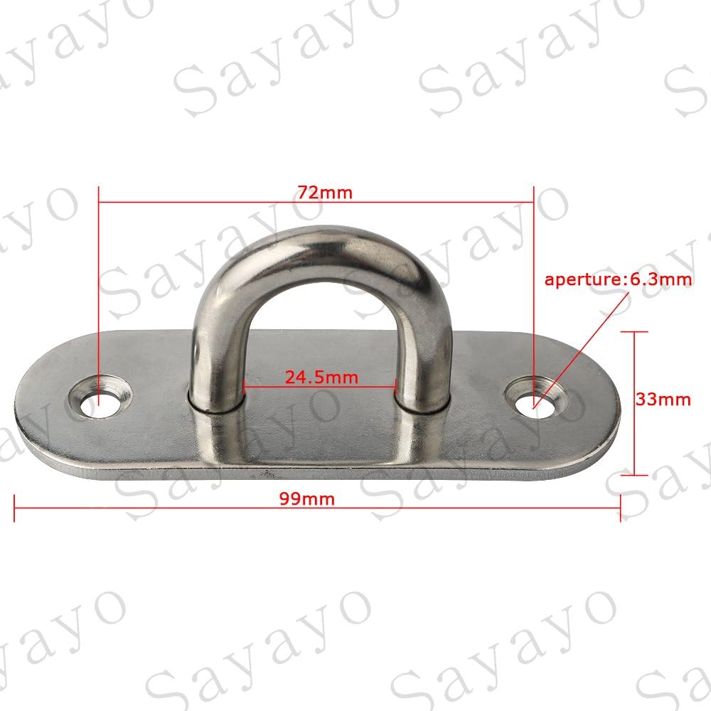 SAYAYO Suspension Ceiling Hooks Heavy Duty Pad Eye Plate for Hanging Plants Pendant Light Hammock Swing Boxing Punch Bag with Expansion Bolts - Image 3