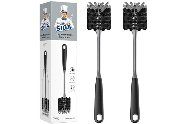MR.SIGA Long Handle Bottle Brush, Cleaning Brush for Water Bottle, Glassware, 2 Pack
