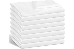 8 Pack White Bulk Flat Sheets Only Full Size, Easy Sort Top Bed Sheet by Color-Coded Hem Threads, Soft Durable Brushed Microf