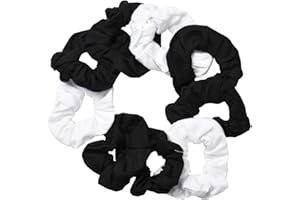 9 Pack Scrunchies Hair Ties - 6 Black and 3 White