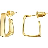 Surrounded Forest Rose Gold Plated Yellow Gold Plated White Gold Square Hoop Earrings Simple Geometricr Post Hoop Earrings For Women 1in 0.5in