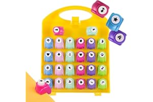 Scrapbook Paper Punch 26pc Mini Paper Hole Punchers w Case - All Different Crafting Designs Hole Punch for Greeting Cards, Sc