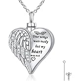 DAOSHANG 925 Sterling Silver Celtic Urn Necklaces For Women Butterfly/Tree of Life/Angel Wings/Irish Claddagh/Guitar Ashes Memorial for Loss Keepsake Necklaces Jewelry Present Easter Day of the Dead