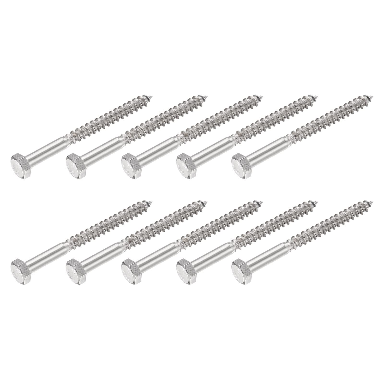 METALLIXITY Hex Lag Screws (M8x90mm)10Pcs, 304 Stainless Steel Self-Tapping Wood Bolts - for Household Applications