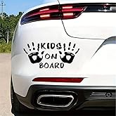 2PCS 6.7"x3.1" Kids On Board Car Decal Sticker - High Adhesive Waterproof & UV Resistant, Baby on Board Warning Sign for Rear Window,Safety Decal #AZ34 (Black)