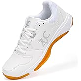 ZVC Pickleball Shoes Men Tennis Shoes Sneakers for All Court Racquetball Athletic Shoes for Badminton Squash Sport White