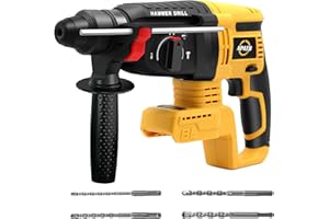 APATB Cordless SDS Hammer Drill for Dewalt 20V MAX Battery, Brushless Rotary Hammer Drill with Safety Clutch for Concrete/Masonry, 1500 RPM, 4 Modes with Auxiliary Handle, 4 Drill Bits