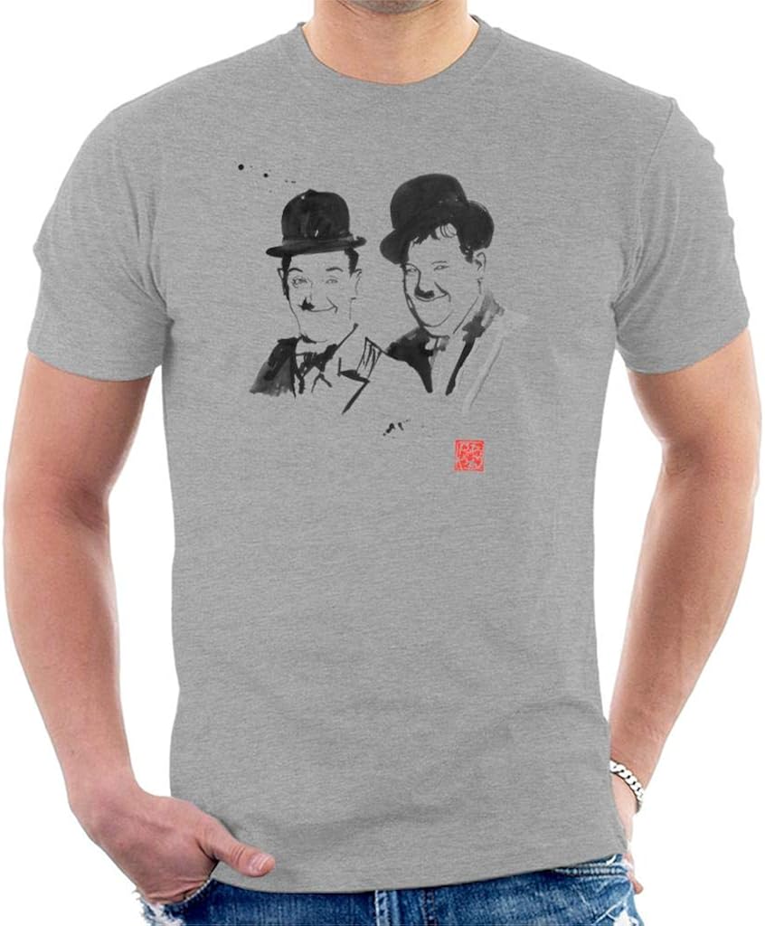 Laurel and Hardy Watercolour Side by Side Men's TShirt Amazon.co.uk Clothing