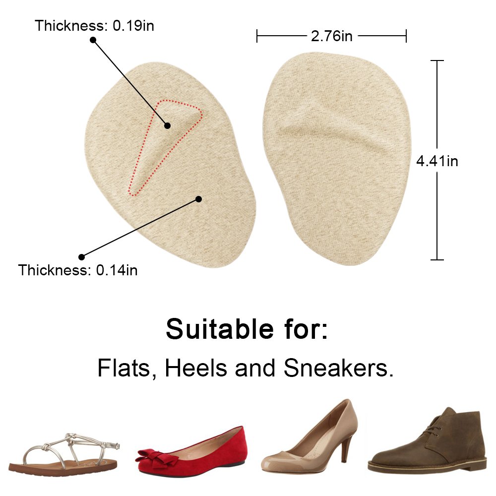 Dr. Foot’s Ball of Foot Cushions, Metatarsal Forefoot Pads, Ball of Foot Massage Pads, Instant Relief for Women and Men 2 Pairs (Beige)