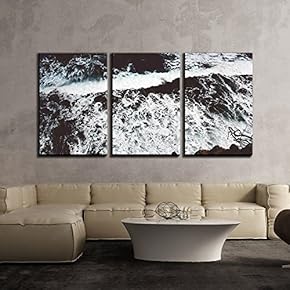 3 Piece Canvas Wall Art - Landscape with Sea Waves - Modern Home Art Stretched and Framed Ready to Hang - 16"x24"x3 Panels