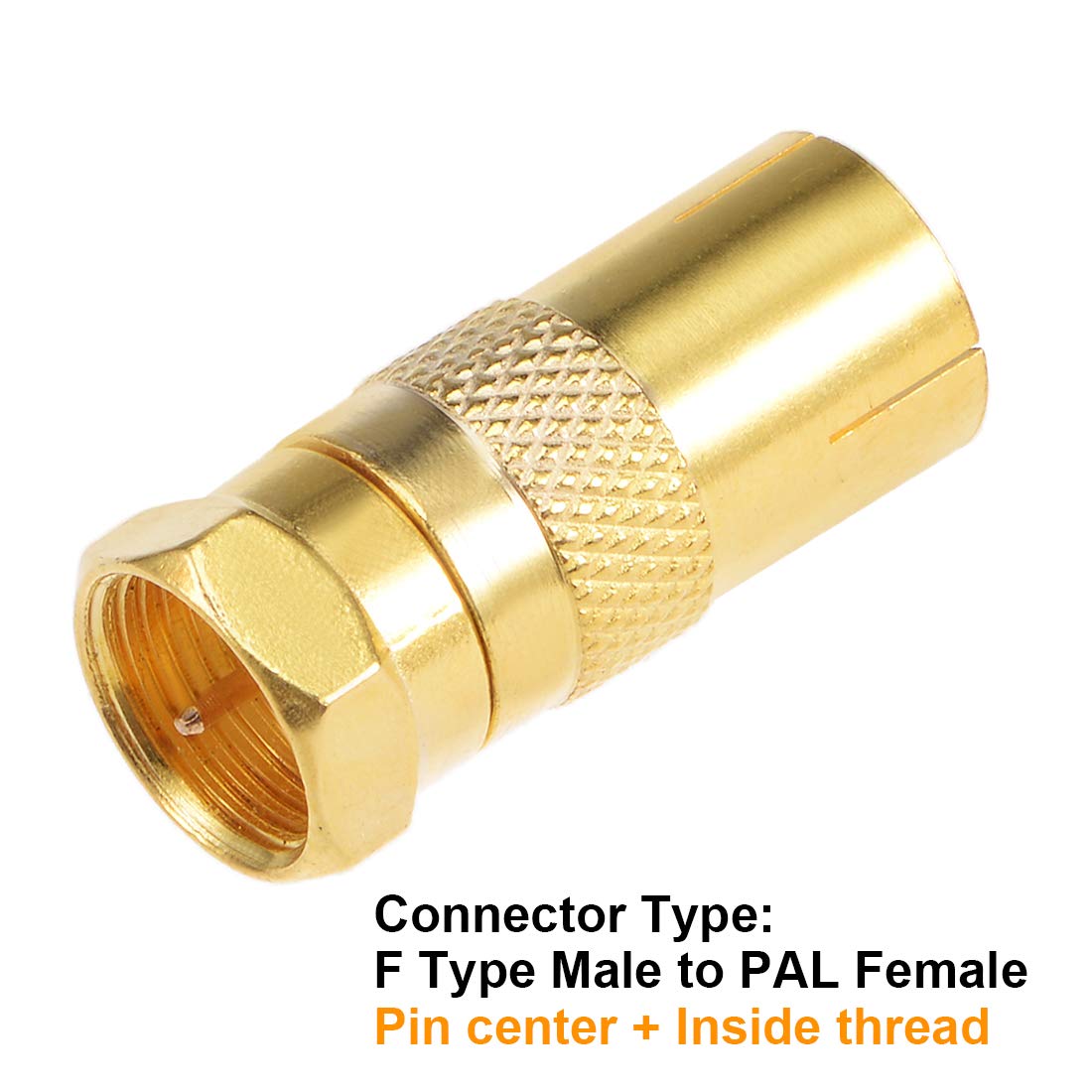 sourcing map F Type Male to PAL Female Golden Tone RF Coaxial Adapter Connector 2pcs - Image 3