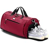 TOPDesign Gym Bag for Women & Men, Unisex Duffel Bag with Shoe Compartment & Wet Pocket for Travel Sports Gym (M Red)