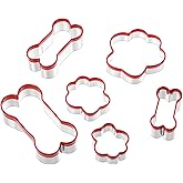 Dog Bone Shapes Cookie Cutters, 6 Size Dog Bone & Paw Cookie Cutters, Stainless Steel Biscuit Mold with Soft PVC Cover Coated