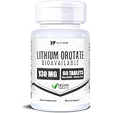 HealthFare Lithium Orotate Supplement 130mg | 60 Vegetarian Tablets | High Bioavailability Trace Mineral | Mood, Brain & Memory Support | Non-GMO, Gluten-Free | Made in USA