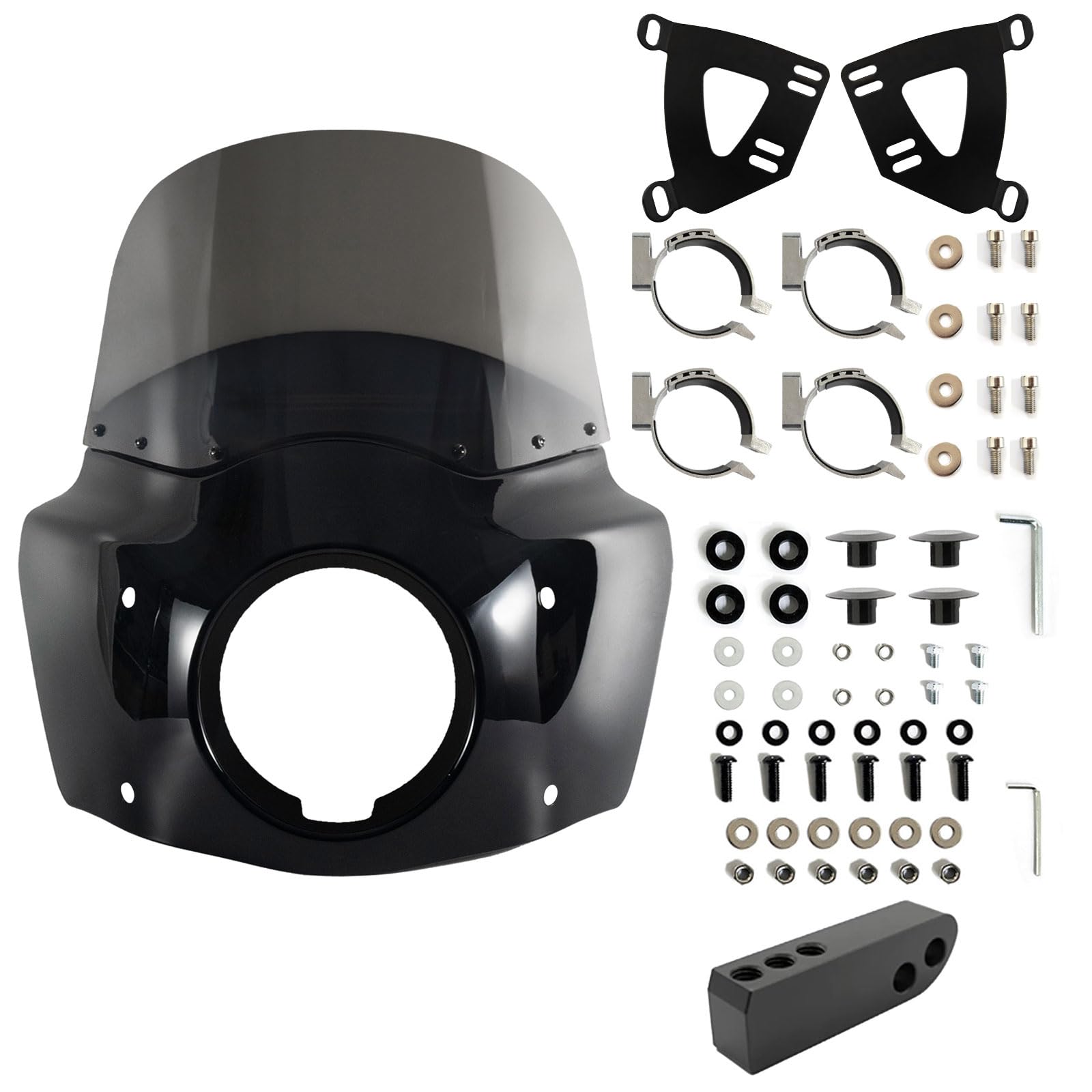 Photo 1 of FATECIM 5.75" Headlight Fairing with 11" Smoke Windshield & 48-58mm Mounting Kit For 2006 - 2017 Harley Dyna Super Glide FXD FXDC Softail Low Rider FXDL FXDLS Street Bob FXDB