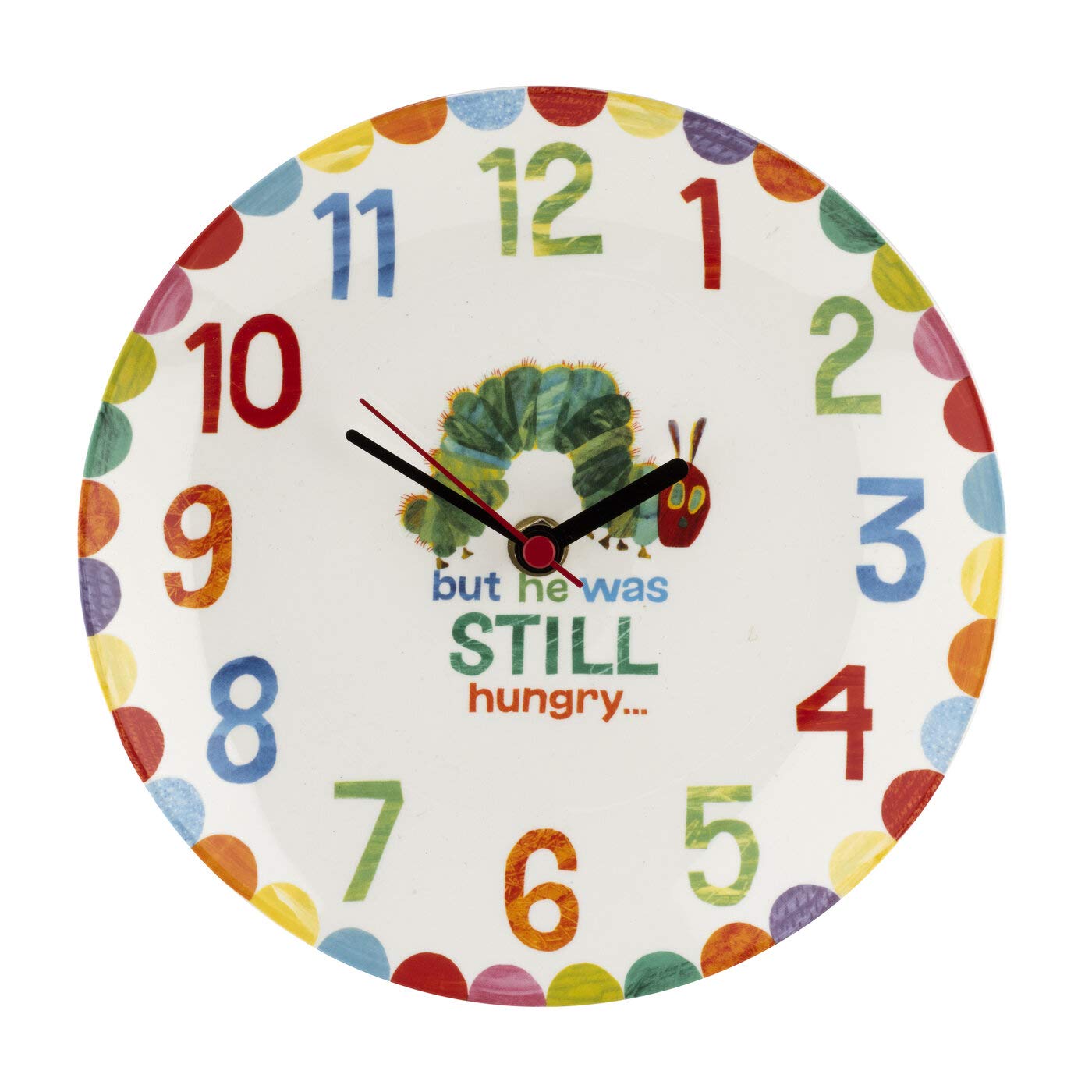 Portmeirion VHC79180-XD The Very Hungry Caterpillar Clock, Yellow, Green and White, 20cm