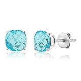 925 Sterling Silver Cushion Cut Topaz Stud Earrings