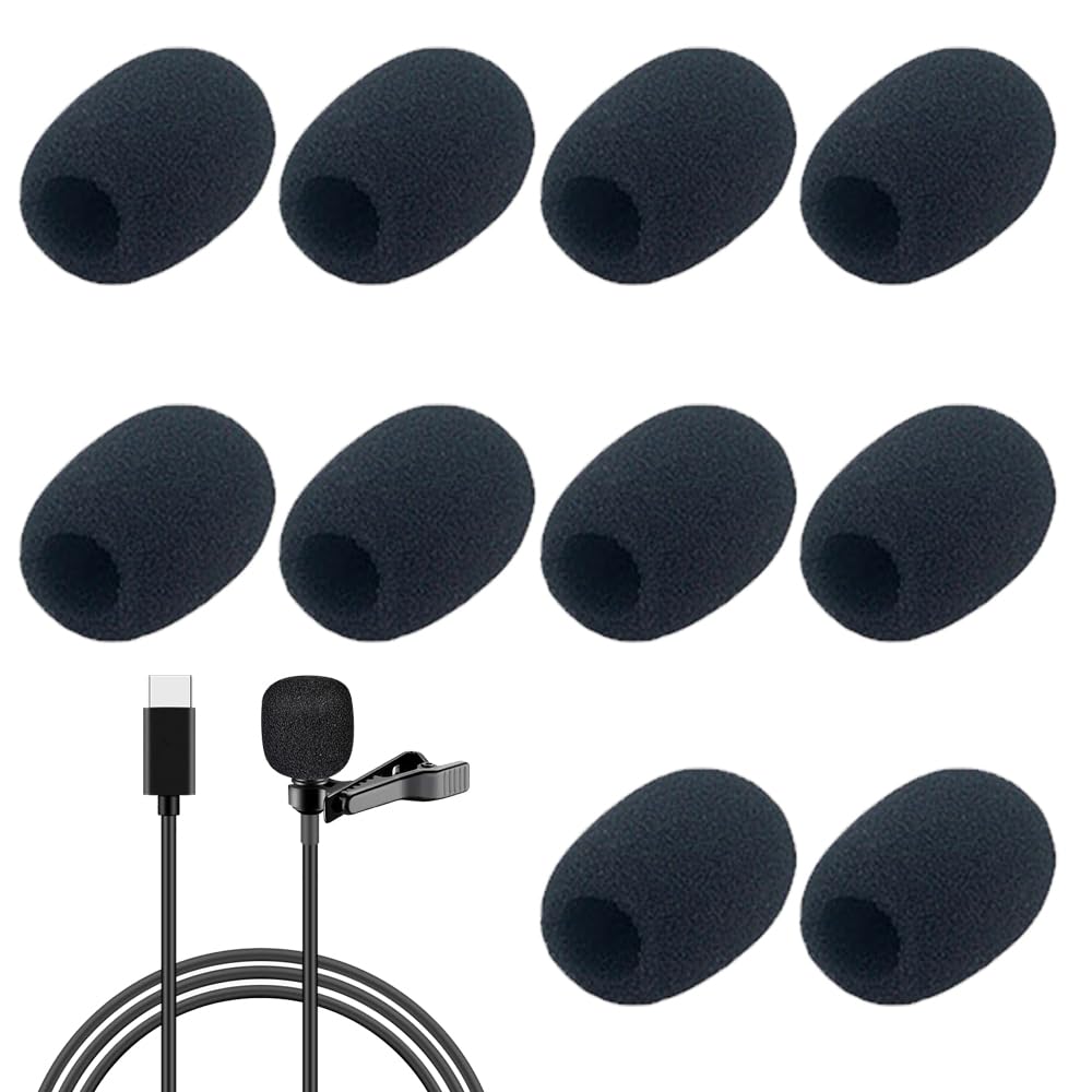 10 Pcs Microphone Covers Foam M1 Headset Foam Mic Covers Microphone Protector for Conference Room, Black