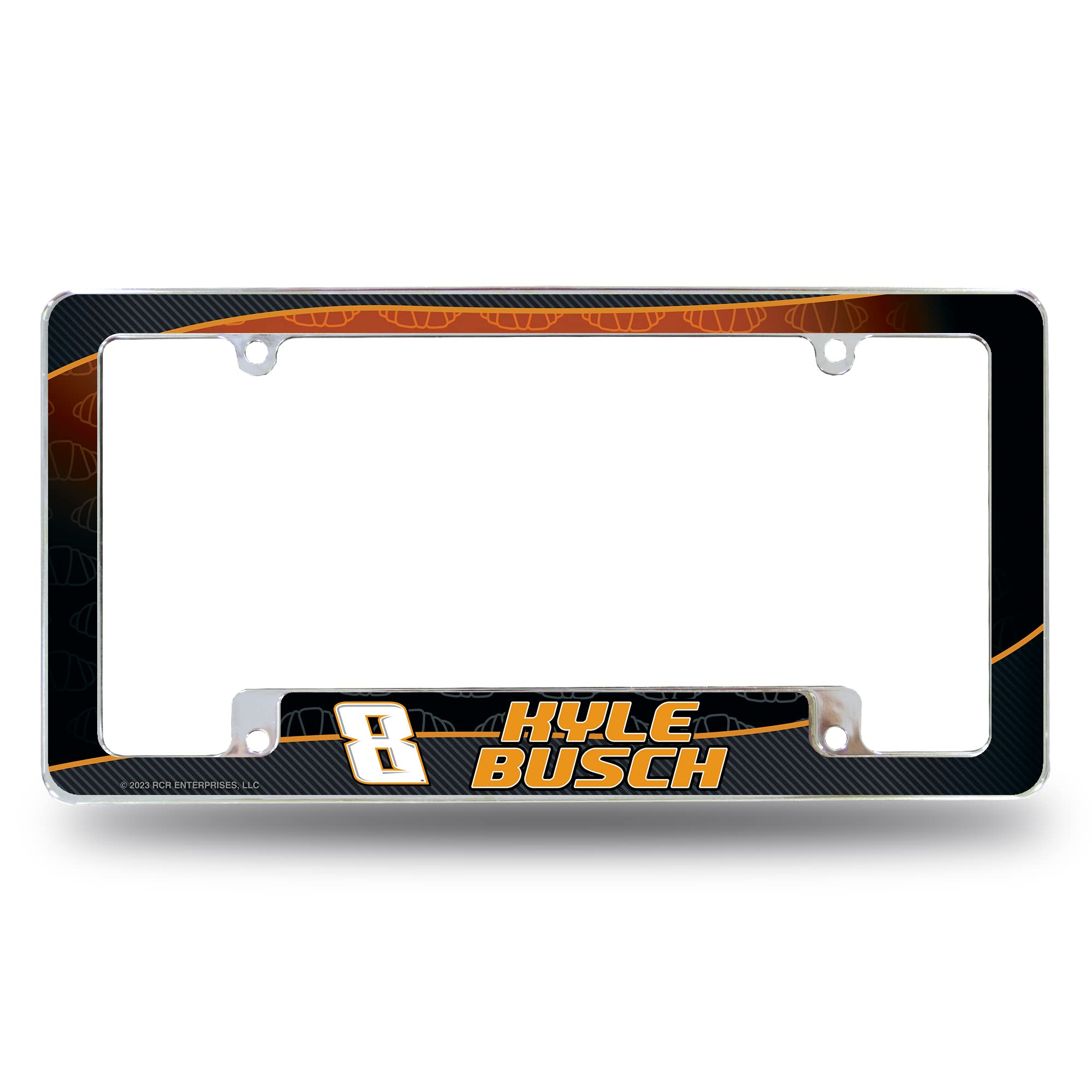 Rico Industries NASCAR Racing Kyle Busch #8 2023 3CHI 12" x 6" Chrome All Over Automotive License Plate Frame for Car/Truck/SUV
