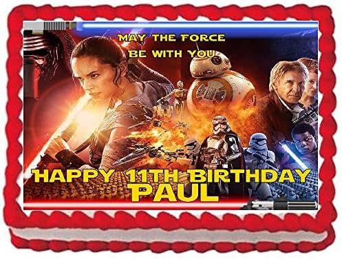 Star Wars Force Awakens Personalized Edible Cake Topper Image -- 1/4 Sheet -- 8" x 10.5"