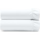 California Design Den 2-Pack Organic Cotton Queen Size Fitted Sheet, White | 2 Fitted Sheets, GOTS Certified, Crisp &amp; Airy Percale, 15" Deep Pocket, All-around Elastic, No-Pop Fit, Durable, Easy Care