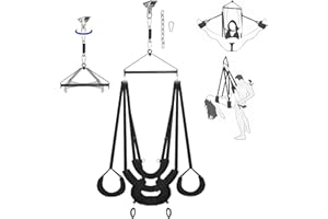 Sex Swing, BDSM Sex Toys Set with 360 Degree Spinning Ceiling Swing Stand & Adjustable Sling Widened Thick Padded Seat Soft E