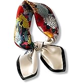 PoeticEHome 100% Pure Mulberry Silk Square Scarf 27"x27" Women Neckerchief Headscarf Gift Packed