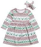 Mini honey Toddler Kids Baby Girl Christmas Costume Long Sleeve Tutu Dress Headband Outfits (Multicolor, 12-18 Months)