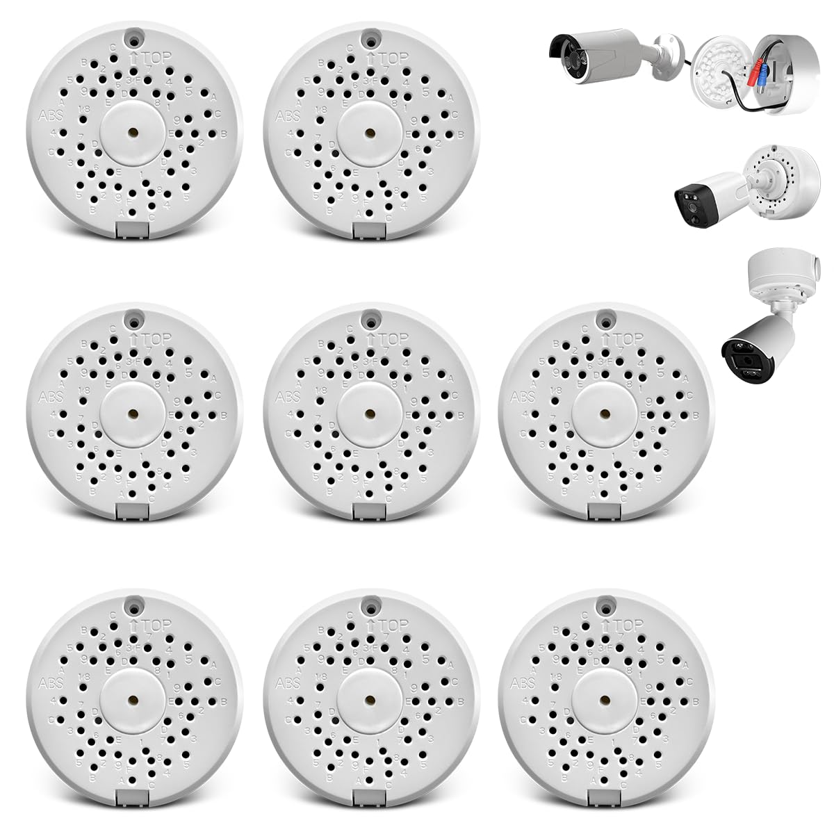 Photo 1 of (ABS New) Security Camera Junction Box,Security Camera Bracket Outdoor,Plastic Waterproof Security Camera Mount Hide Cable Junction Box for Arlo Solar Panel Flip Cover Cable Cover