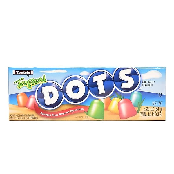 DOTS INDIVIDUALLY WRAPPED CANDY – TROPICAL GUMMY CANDY FLAVORS – GRAPEFRUIT, MELON, PARADISE PUNCH, MANGO AND ISLAND NECTAR – GLUTEN FREE, KOSHER & PEANUT FREE GUMDROPS – BULK 24CT, 2.2OZ DOTS BOXES