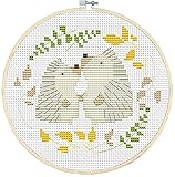 Joy Sunday 11CT Stamped Cross Stitch Kits wth Embroidery Hoop DMC Threads Cross-Stitch Pattern A Hedgehog's Kiss 9.5 ''×9.5 ''