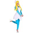 The Smurfs Women's Smurfette Costume Dress | Vintage 80s 90s TV Show Character Cosplay | Blue Smurf Outfit