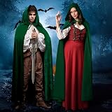 AOOWU Green Cape Hooded Cape Witch Costume 150cm Halloween Cloak view 4