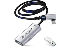 Guermok 4K USB3.0 HDMI Capture Card for Streaming, PD100W, 90° USBC, 3.3ft 4K@60FPS 1080P@240FPS HDMI to USB A/C Video Captur