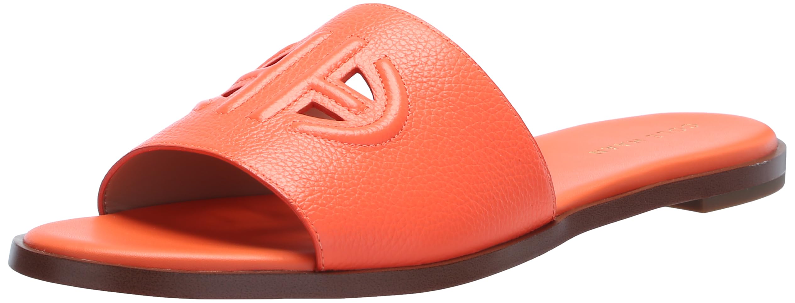 Cole Haan Womens Flynn Logo Slide Sandal, Nasturtium Leather, 5-B US