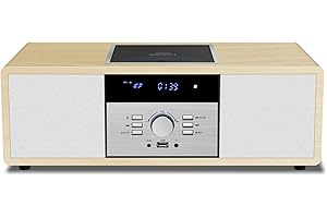 Bluetooth Stereo System for Home with CD Player, Vintage Wooden Hi-Fi Music System with Bluetooth, FM Radio, AUX & USB Input,