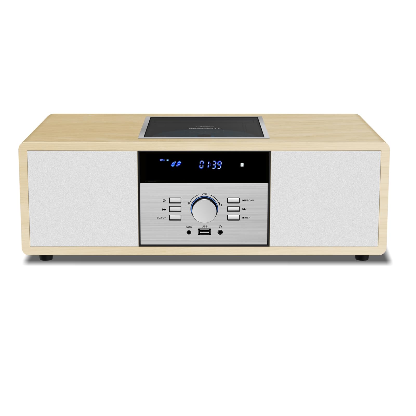Photo 1 of Bluetooth Stereo System for Home with CD Player, Vintage Wooden Hi-Fi Music System with Bluetooth, FM Radio, AUX & USB Input, Remote Control, Compact Radio & Stereo