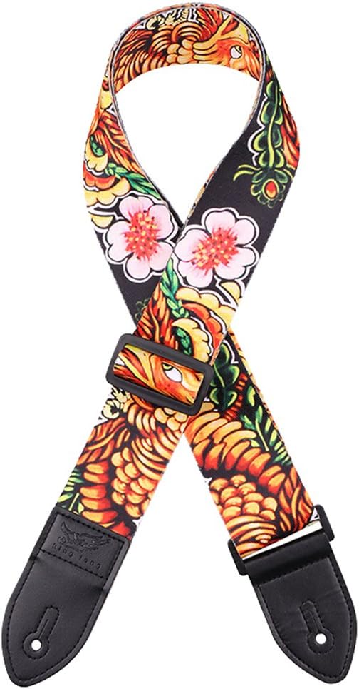 Tookang Guitar Straps Polyester Printing Electric Guitar Straps Leather End Bass Straps Adjustable Length Folk Guitar Straps Multicolour #23