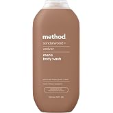 method Men&rsquo;s Body Wash, Sandalwood + Vetiver, 18 fl oz | Soothing Formula, Leaves Skin Feeling Soft &amp; Moisturized, Rich Lather, Made Without Parabens
