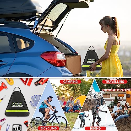 Emergency Breakdown Kit, 76 in 1 Multifunctional Roadside Assistance Car Breakdown Kit with Jumper Cables, Tow Rope, Triangle, Flashlight, Safety Hammer, etc