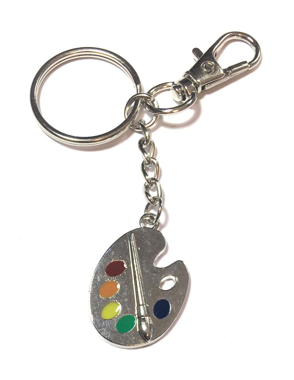 FizzyButton Gifts Artist Paint Palette Keyring Key Ring with Enamel Charm and Silver Tone Keychain and Lobster Clasp