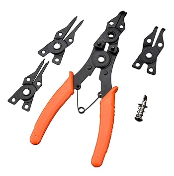 Harden Multi-Function Professional 5 Pieces CRV 4.5 Circlip Plier Set - 1 Pc Plier, 2 Pcs Straight Head (1.2, 1.4) & 2 Pcs Bent Head (45, 90) - Fully Polished, Rustproof, Hardened - 560501