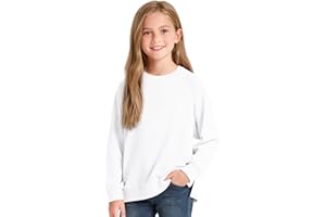NUMYEAN Girls Long Sleeve Shirts SideSplit Crewneck T-Shirts for Girls Size 7-14 Years
