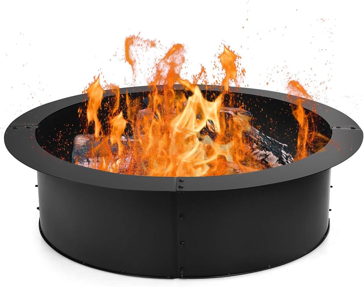 S AFSTAR Fire Ring, Heavy Duty Steel DIY Fire Pit Rim