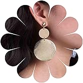 Erimberate Bohemian Disc Coin Dangle Earrings Gold Metal Circle Drop Earrings Large Hammered Coin Stud Earrings Thin Textured Disc Earrings Jewelry for Women