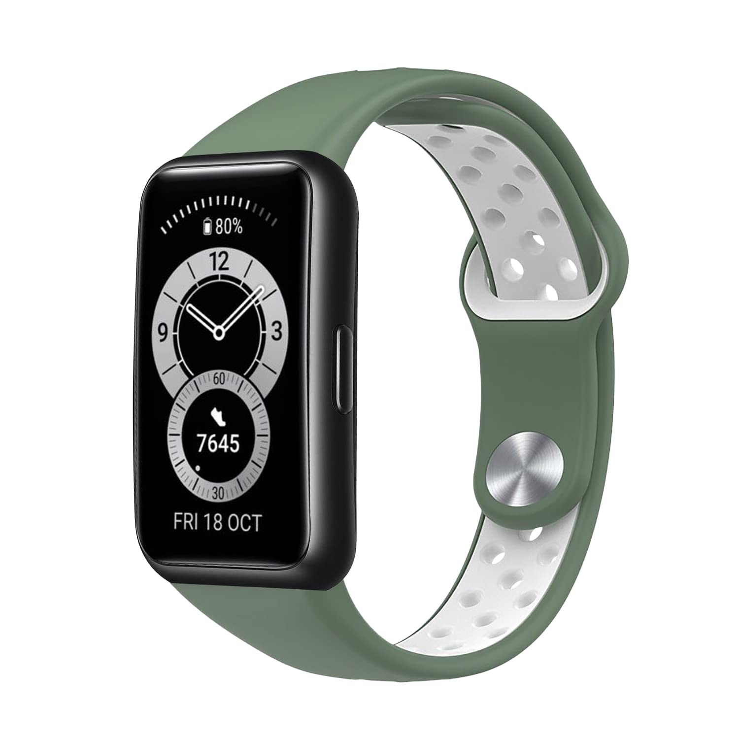 PaceBid Bracelet Compatible with Huawei Band 6, Silicone Sports Replacement Strap, Waterproof, Breathable, Men and Women, Replacement Bands for Honor Band 6, Green/White
