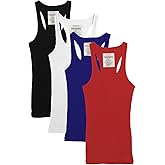 Zenana Outfitters 4 Pack Womens Basic Ribbed Racerback Tank Top