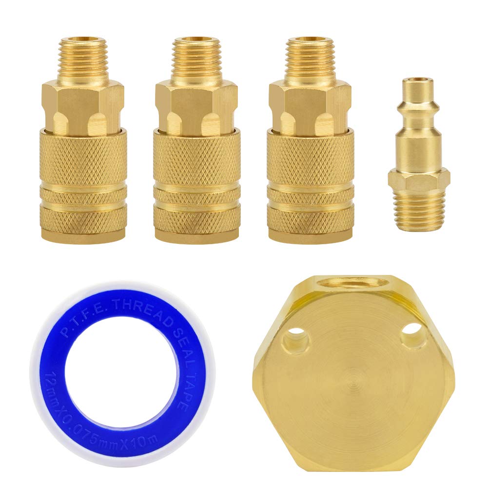 Power & Hand Tools 3Ways Flat Hex Manifold brass Air Connector，Air