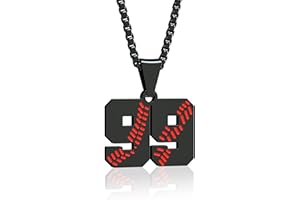 Suweibuke Inspiration Baseball Necklace - Stainless Steel Baseball Chain Number Pendant - Boys & Girls Gift